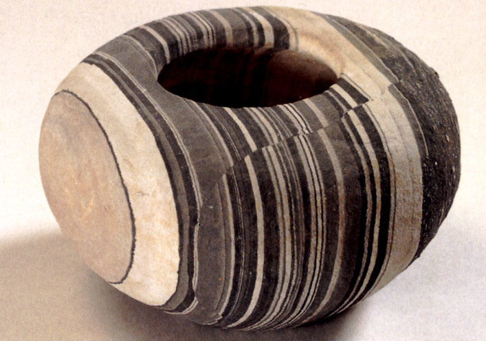 Bowl with a narrow mouth, very stripey