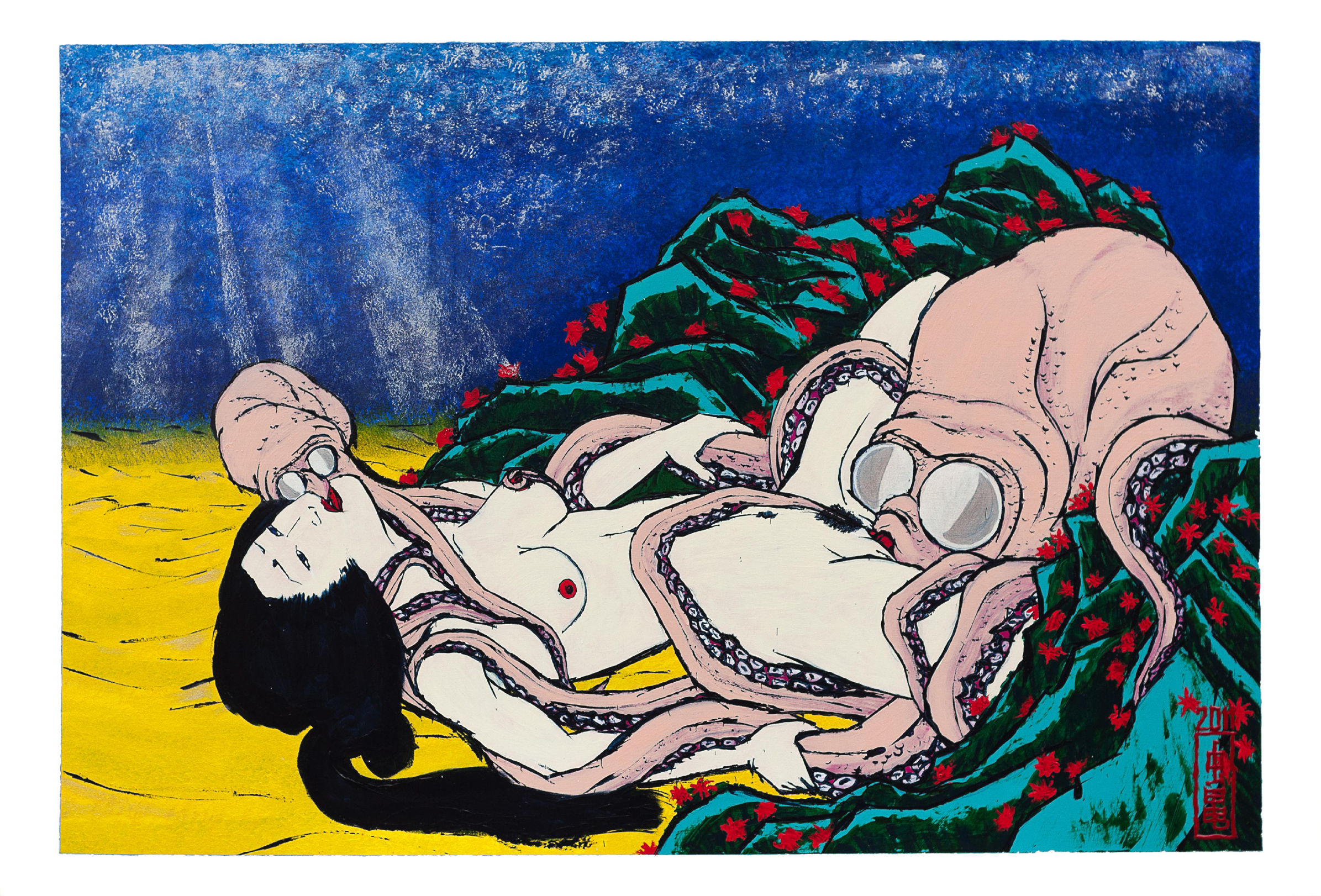 Ama and Octopus after Hokusai