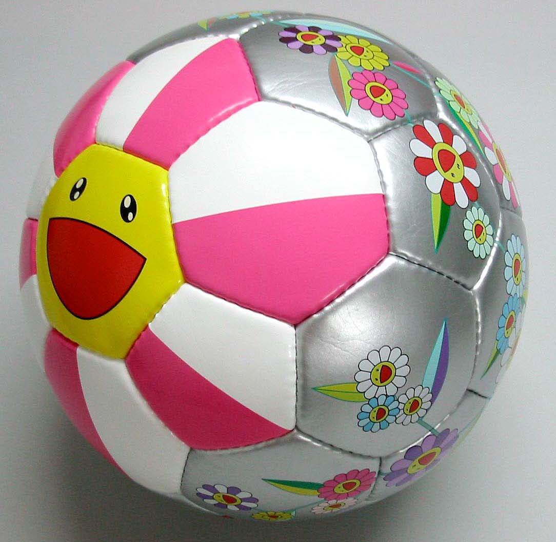 Soccerball with cartoon flowers