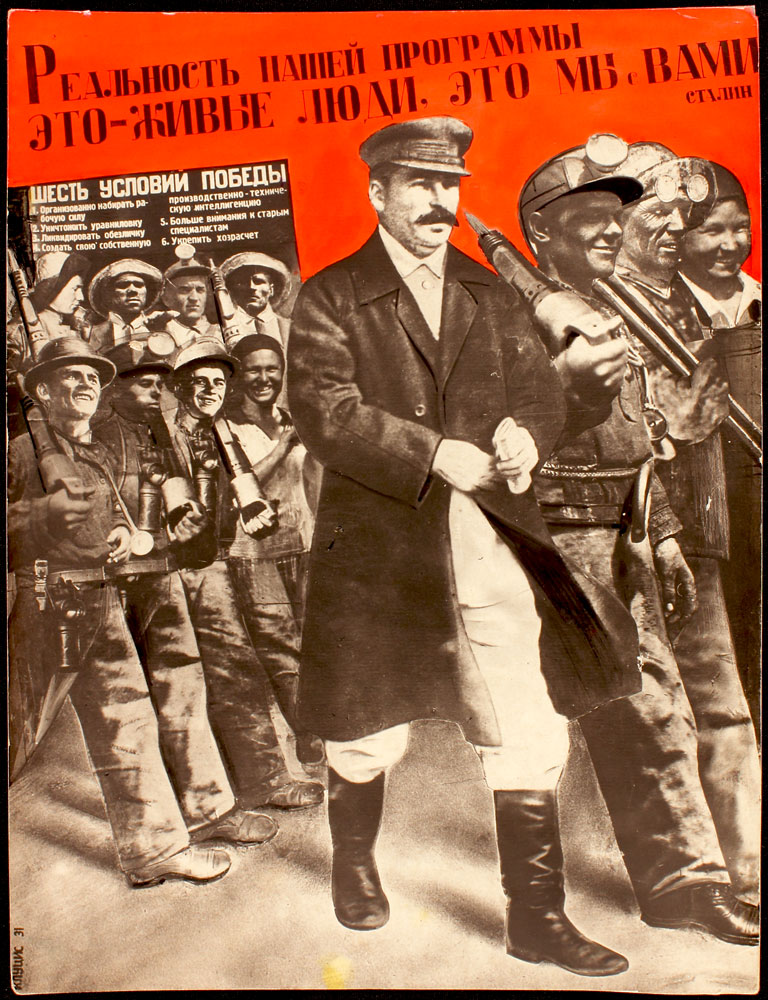 poster, men marching to the right