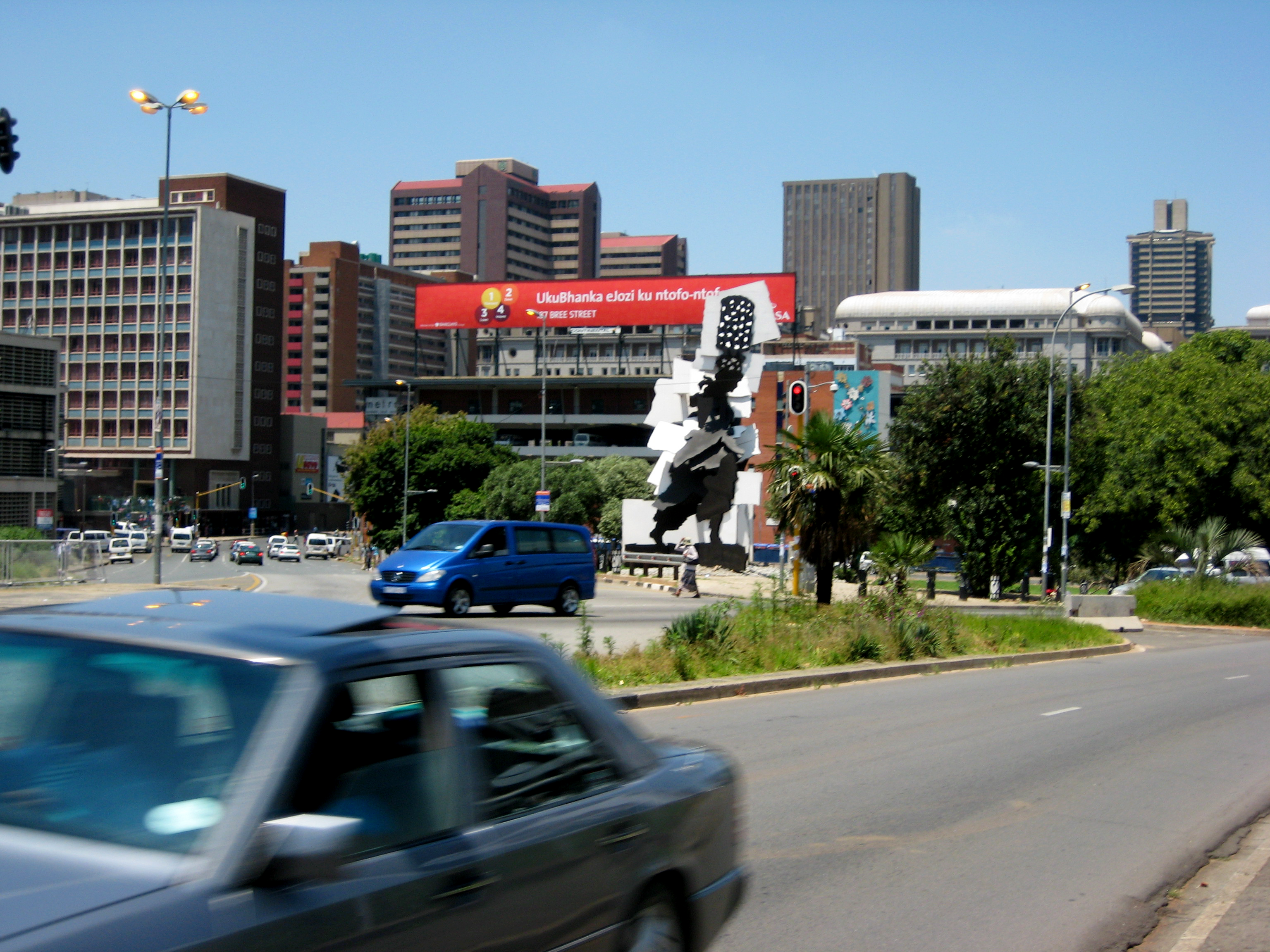 Cityscape with public sculpture