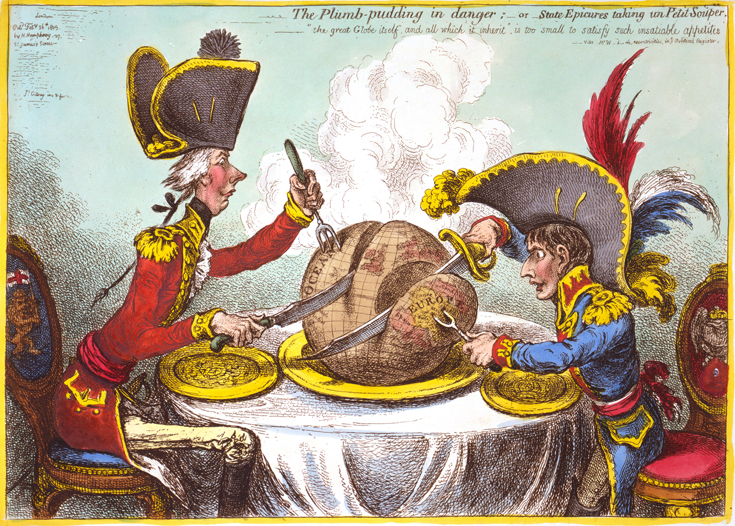 James Gillray, The Plumb-pudding in danger; or State Epicures taking un Petit Souper