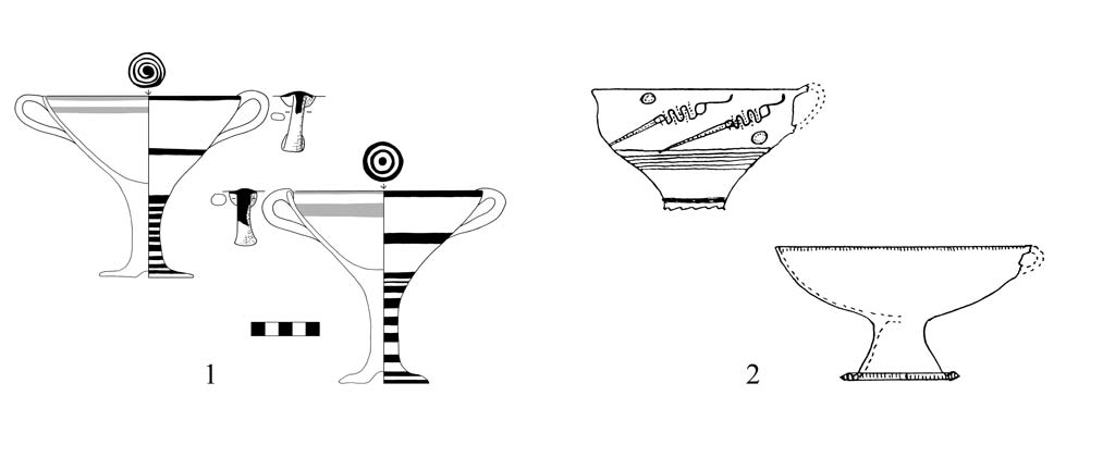 Line drawings of Mycenean kylikes